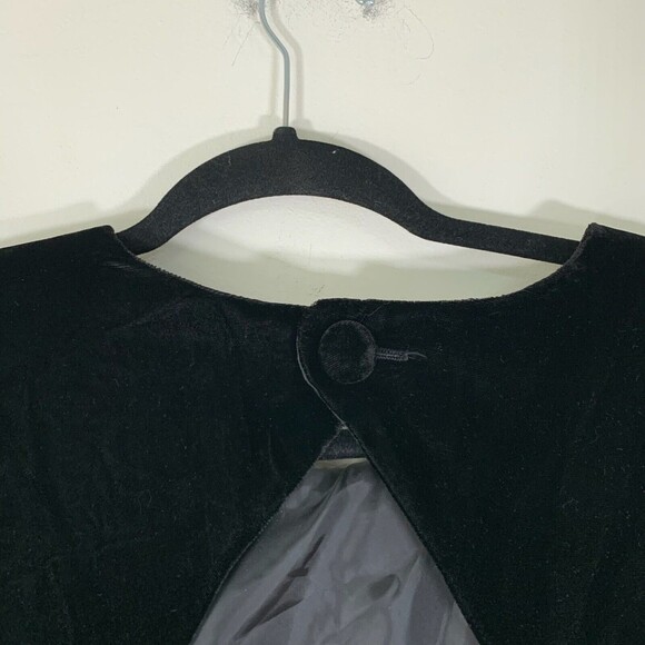 Lang Dress Women’s 4 Black Velvet Long Sleeve Mini Dress Shoulder Pads - Picture 9 of 12
